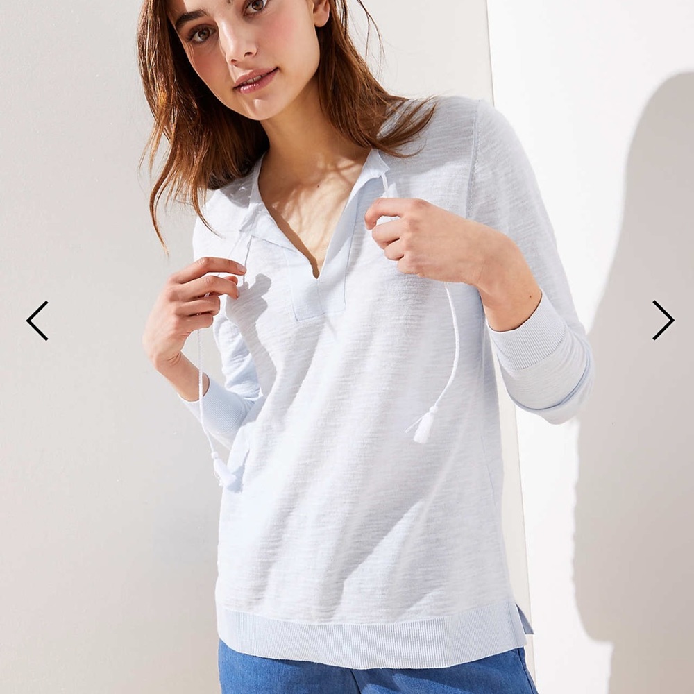 Loft Petite Tasseled Tie Neck Sweater